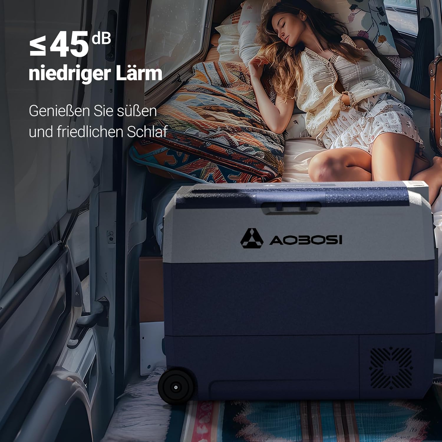 AAOBOSI Compressor Cool Box 36 L, Cool Box Car with WiFi App Control, 12/24 V and 100-240 V Electric Cool Box, up to -20 °C for Car, Truck, Boat, Motorhome, Camping, Double Zone