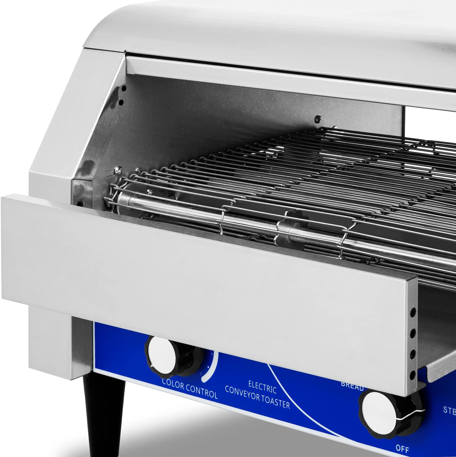 vertes Durchlauftoaster Toaster mit Laufband aus Edelstahl (1940W, 230V, Gastro Profi für Toast und Burger Buns, Zugabefach, 2 Ausgabefächer, 7 Geschwindigkeitsstufen, Krümelschublade, 2 Modi)