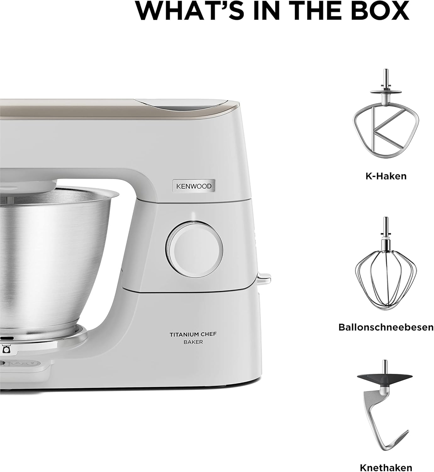 Kenwood Titanium Chef Baker KVL85.424SI Küchenmaschine mit integrierter Waage, inkl. 4-teiligem Patisserie-Set, 7 L und 5L Rührschüssel, stufenloser Geschwindigkeitsregler, 1200 W, Silber