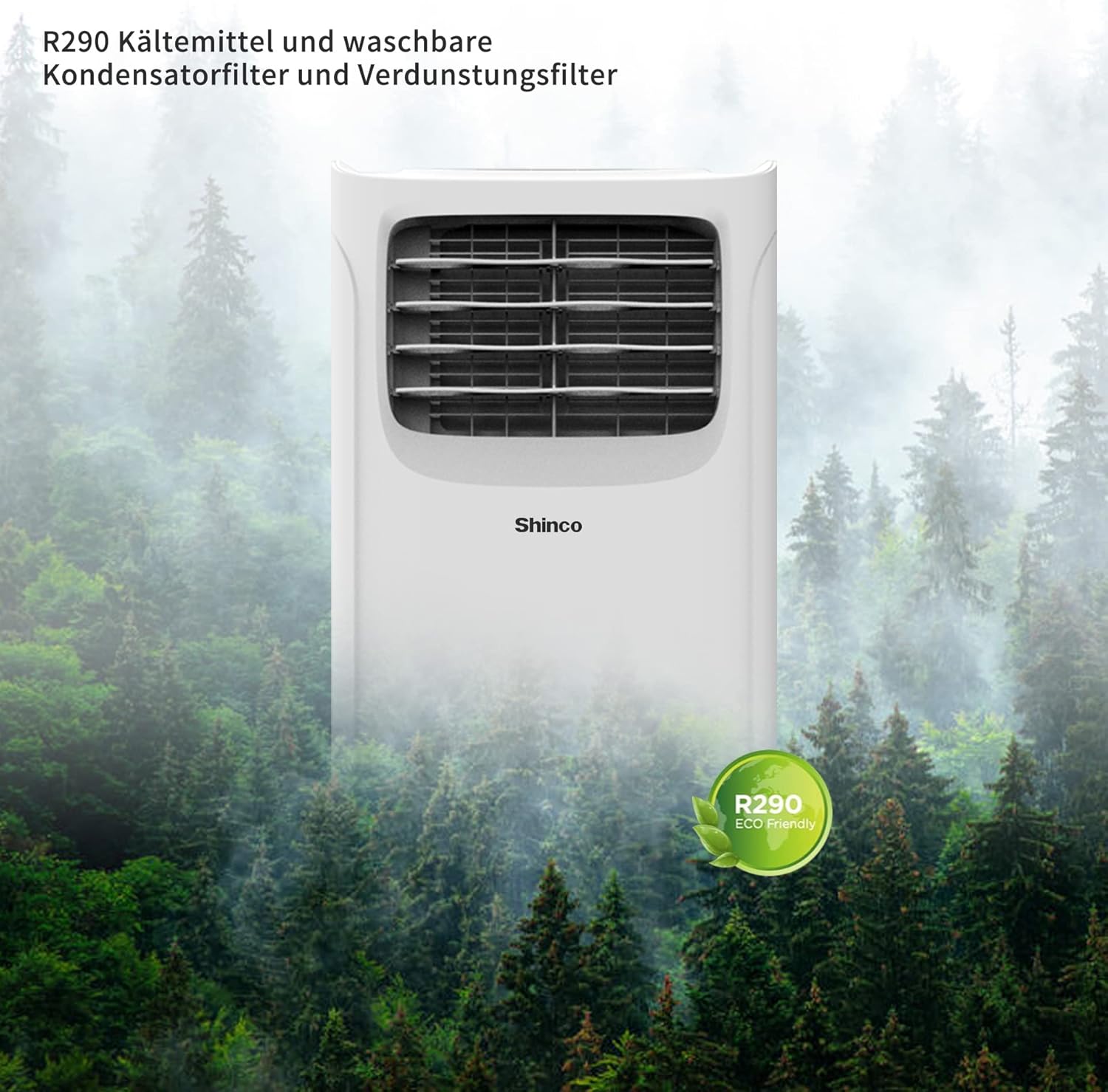 SHINCO Mobile Klimaanlage mit Abluftschlauch, 12000BTU, Kühlung&Heizung&Ventilieren&Entfeuchten, Mobiles Klimagert mit Fenstermontage-Kit, 24H-Timer, APP, für Rume von etwa 90m