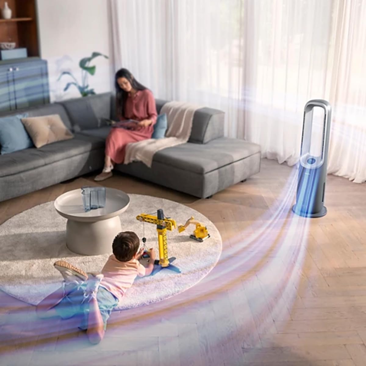 Philips Air Performer 2-in-1: Luftreiniger und Kühlgebläse - Reinigt 70 m², Entfernt 99,97% der Allergene und Schadstoffe. HEPA-Filter, Intelligente Sensoren, Alexa, App. (AMF765/10)