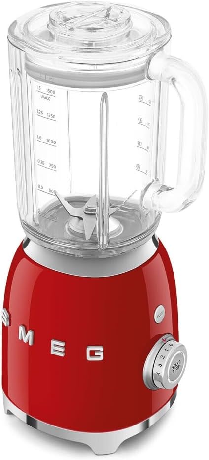 Smeg, BLF03PKEU, 1,5 l Standmixer, 4 -Geschwindigkeitsstufen, 4 Automikprogramme, Abnehmbare Doppelklinge, Deckelöffnung transparent mit Dosierkappe, rutschfest, 800W, Rose