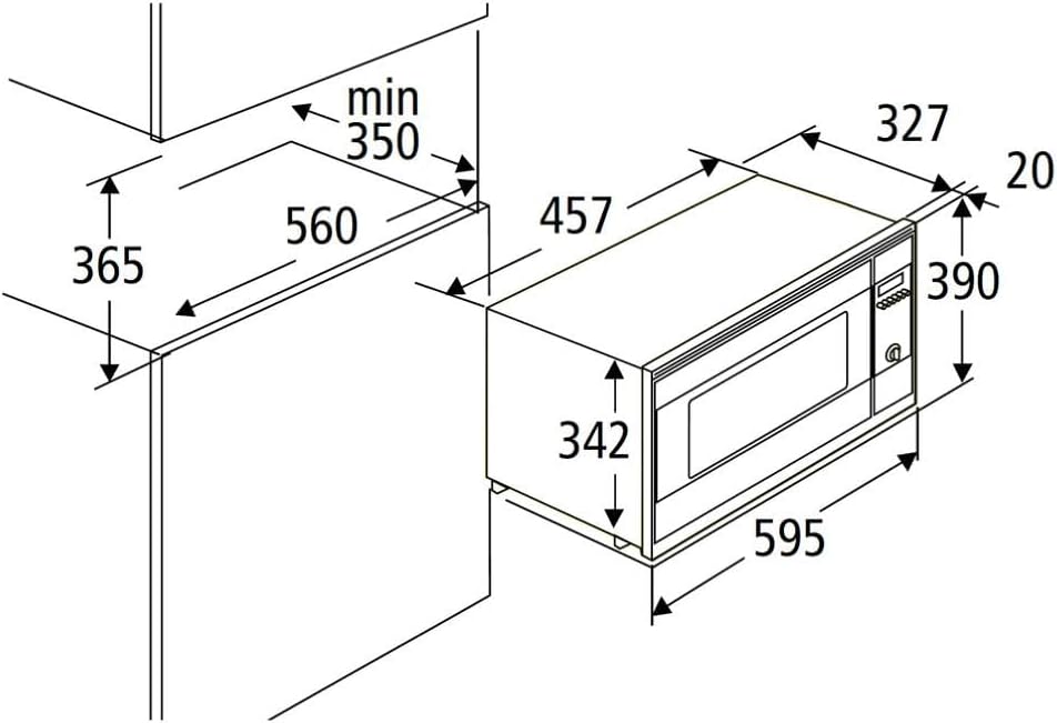 PKM Einbau-Mikrowelle MW800-20B EB | 800 W Mikrowellenleistung | 20L Garraum | 6 Leistungsstufen | 6 Programme | Auftaufunktion | Glas-Rahmen, schwarz | Drehteller (24,5cm) | LED-Display | schwarz