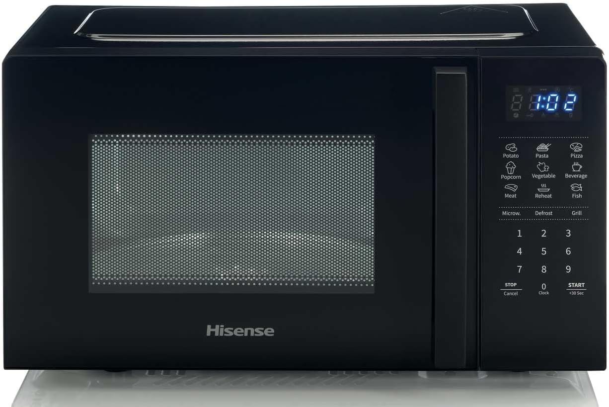 Hisense Elektronische Mikrowelle, Fassungsvermögen 23 l, Leistung 800 W, Grillleistung 1000 W, LED-Display mit Touch-Steuerung, Schwarz