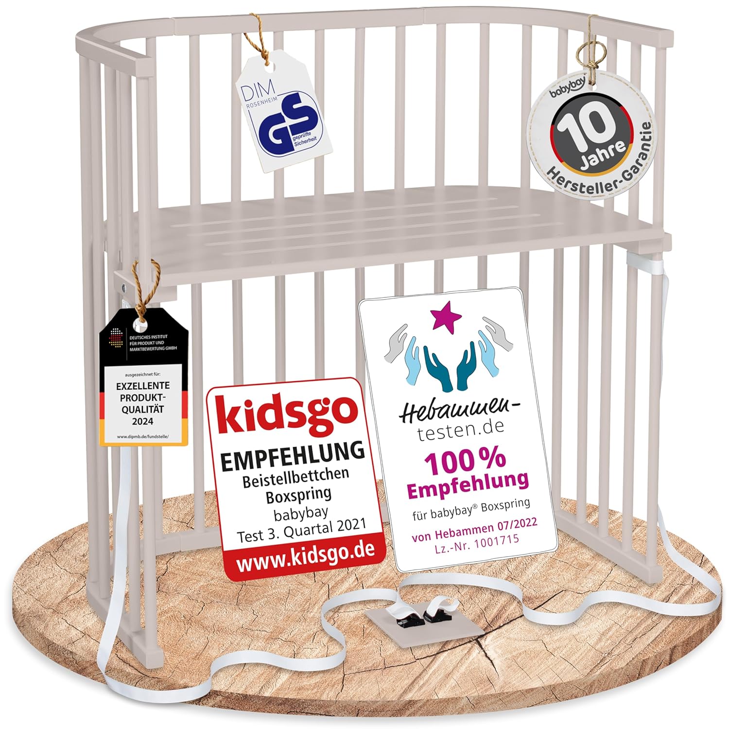 babybay Original Beistellbett aus massivem Buchenholz / kompakt & verwandelbar / Kinderbett Höhe stufenlos verstellbar & umweltfreundlich / mitwachsendes Babybett (weiß lackiert) / inkl. Matratze