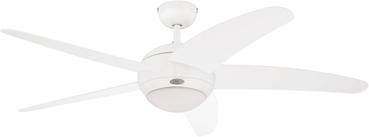 132 cm Deckenventilator Bendan 72220 mit Einzelleuchte und fünf Flügeln, Ausführung in seidenmattem Chrom mit Opalmilchglas