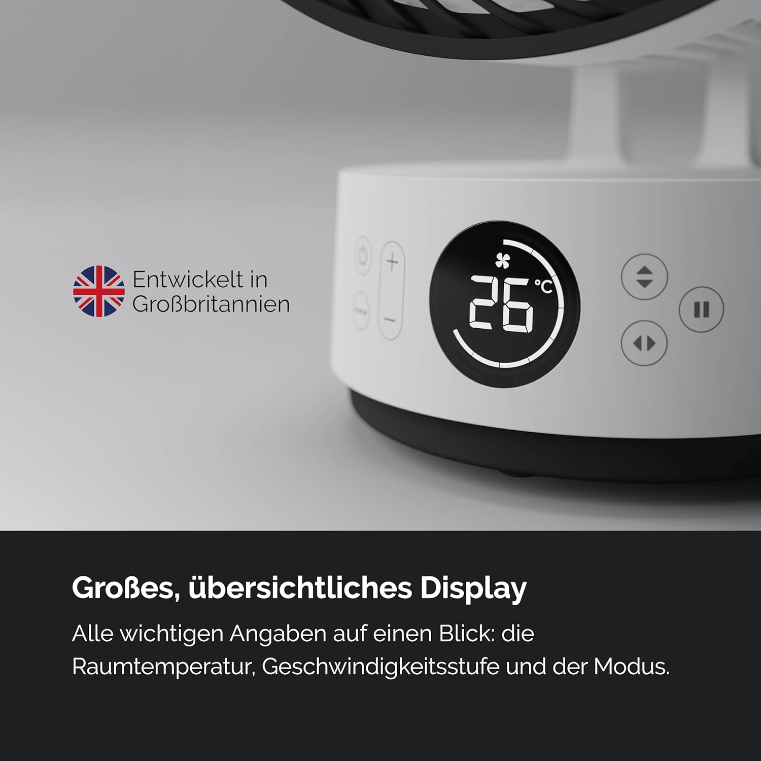 MEACO MeacoFan Sefte® Tischventilator - 10 Luftumwälzer mit 12 Geschwindigkeiten - Horizontale und vertikale Oszillation - 3 Oszillationsbereiche - Ultraleise, ferngesteuerte Kühlung, Schwarz