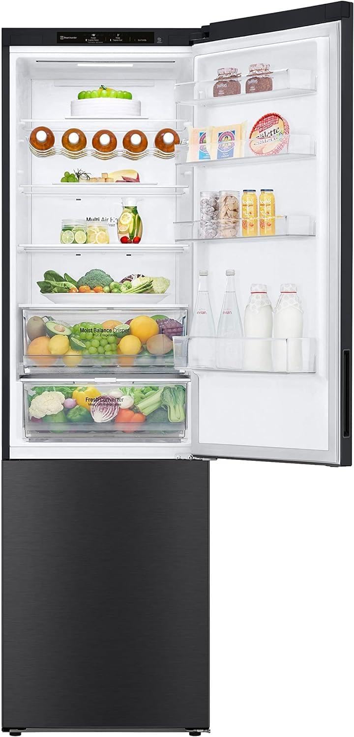 LG GBV22NCCEP Kühl-/Gefrierkombination – Smart Inverter Compressor, Total No Frost, Modern Flat Door Design, Matt Schwarz Metallic, Energieeffizienz A