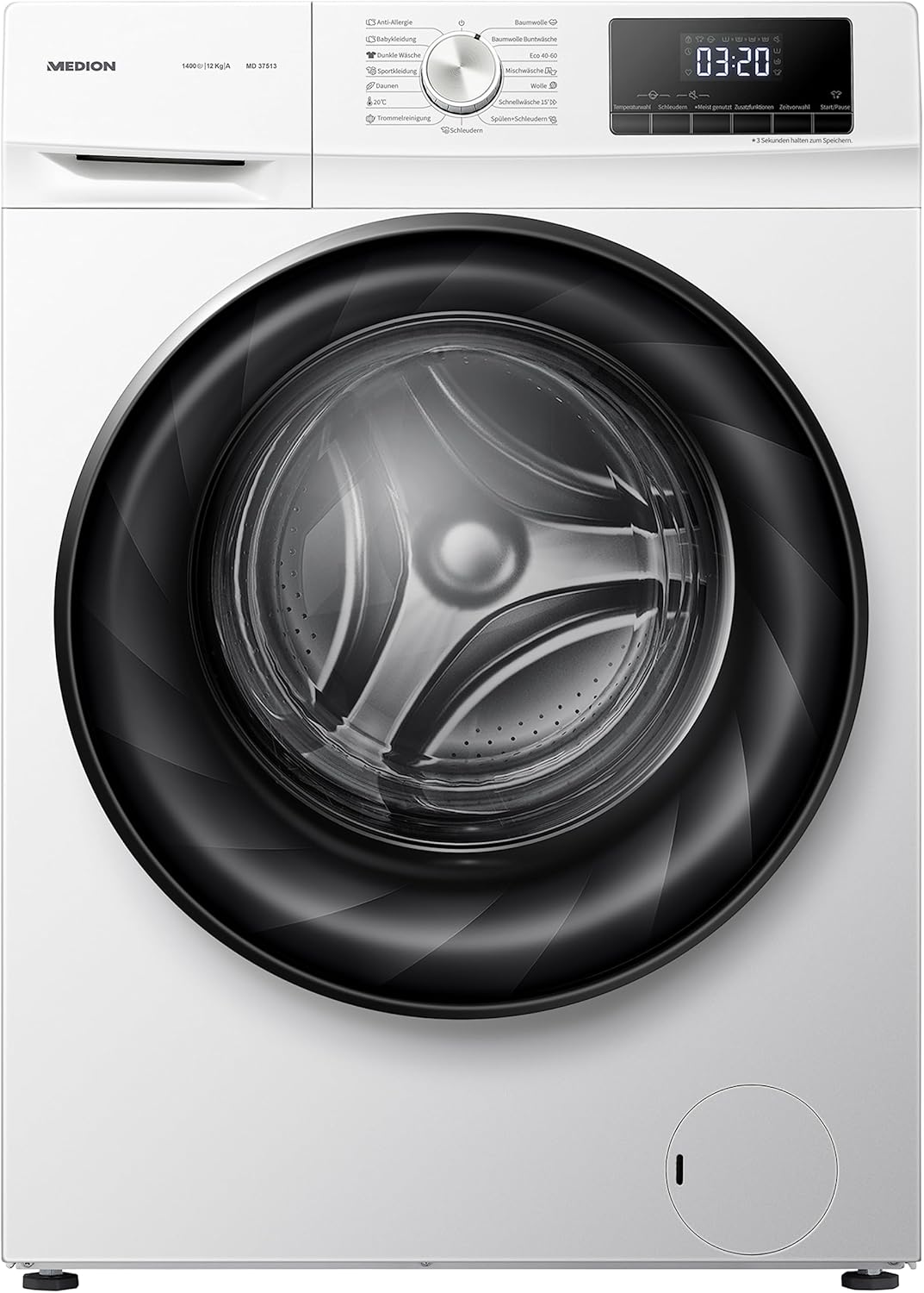 MEDION Waschmaschine (8 kg, 1400 U/Min, 15 Programme, Timerfunktion, Kindersicherung, LED Display, MD 37511)