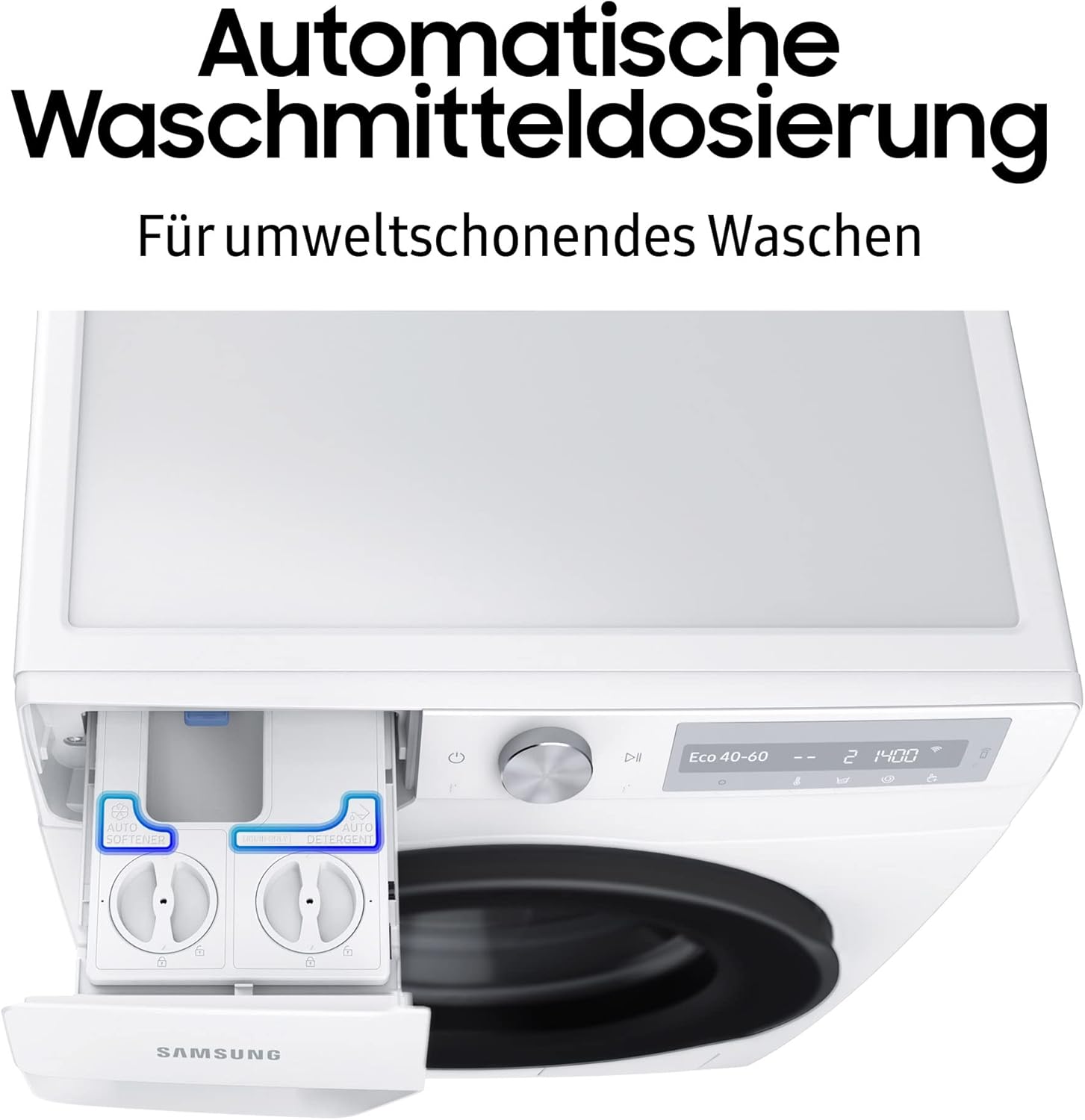 Samsung WW8NK52K0VW/EG Waschmaschine, 8 kg, 1200 U/min, SLIM Platzsparer, Ecobubble, AddWash, Hygiene-Dampfprogramm, Weiß