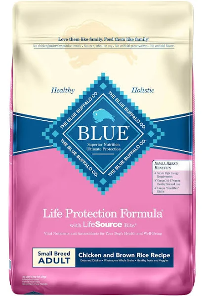Blue Buffalo Blue Life Protection Formula Food for Dogs, Natural, Chicken and Brown Rice Recipe, Small Breed Adult - 15 lbs (6.8 kg)