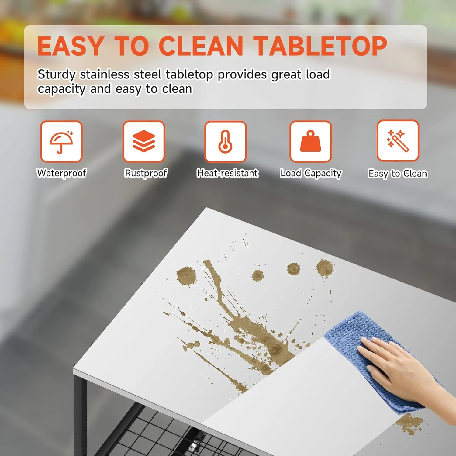 Outdoor Grill Cart with Wheels - Three-Shelf Stainless Steel Pizza Oven Stand