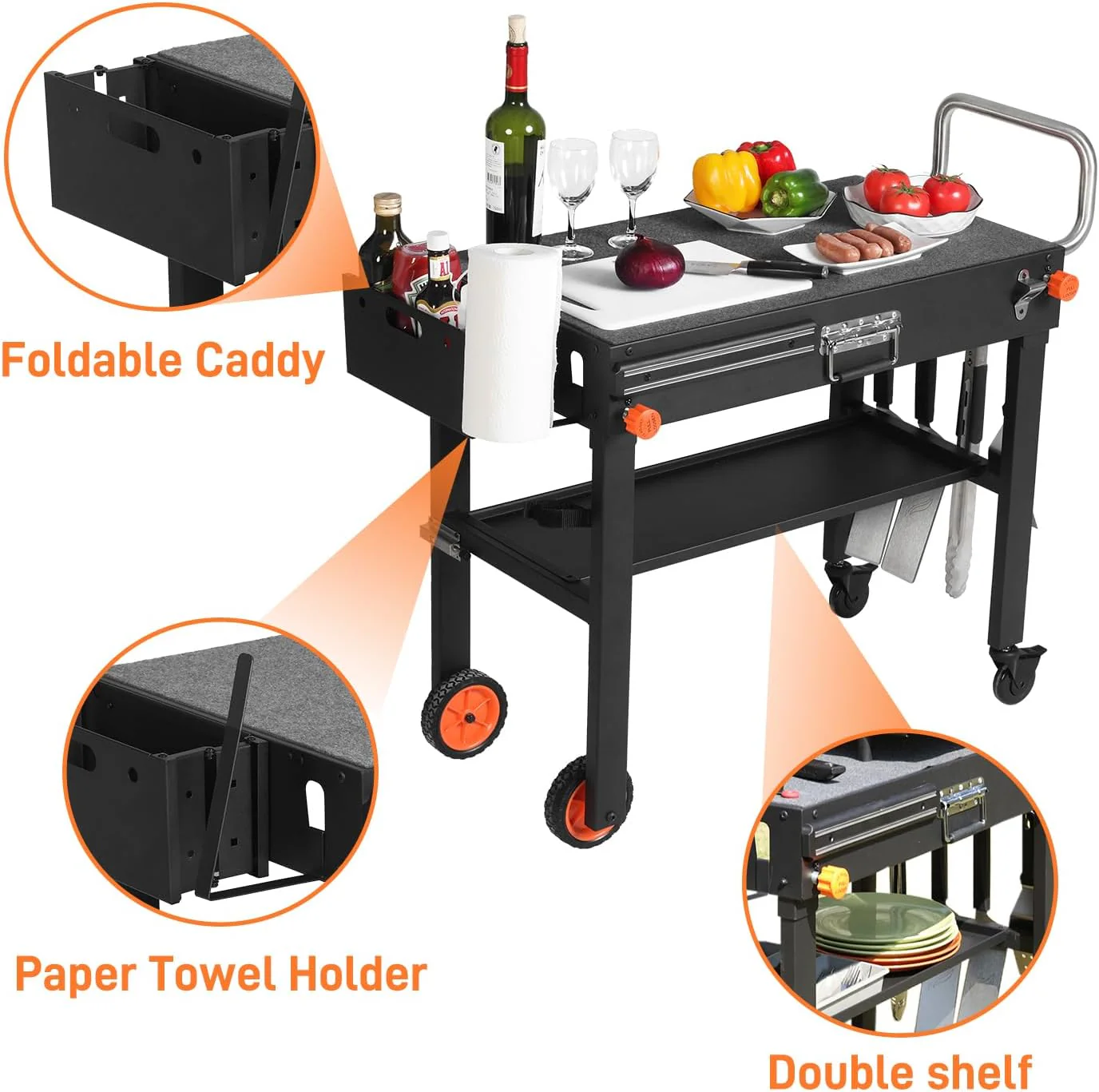 Portable Grill Table Stand | Folding Prep Station for 17