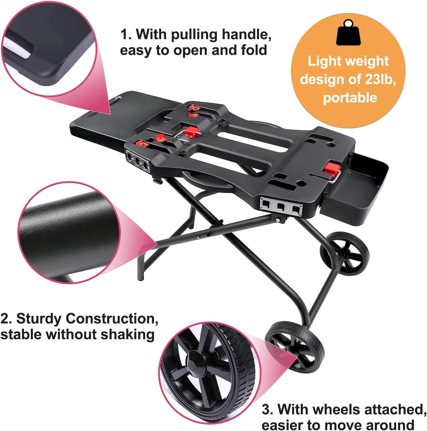Portable Grill Cart for Weber Q Series and Collapsible Griddle Stand