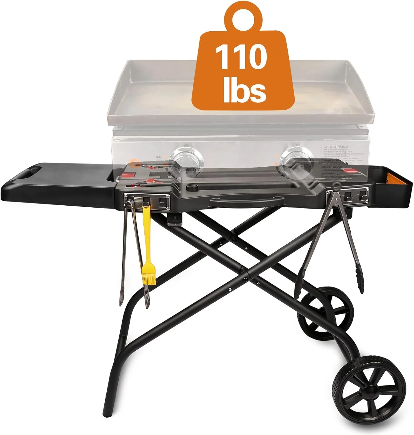 Portable Grill Cart for Weber Q1000, Q2000 Series Gas Grills and Blackstone 17�� 22�� Table Top Griddles