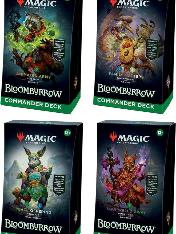 2024 Magic: The Gathering Bloomburrow Commander Deck Bundle – Includes All 4 Decks (Animated Army  Family Matters  Peace Offering  and Squirreled Away)
