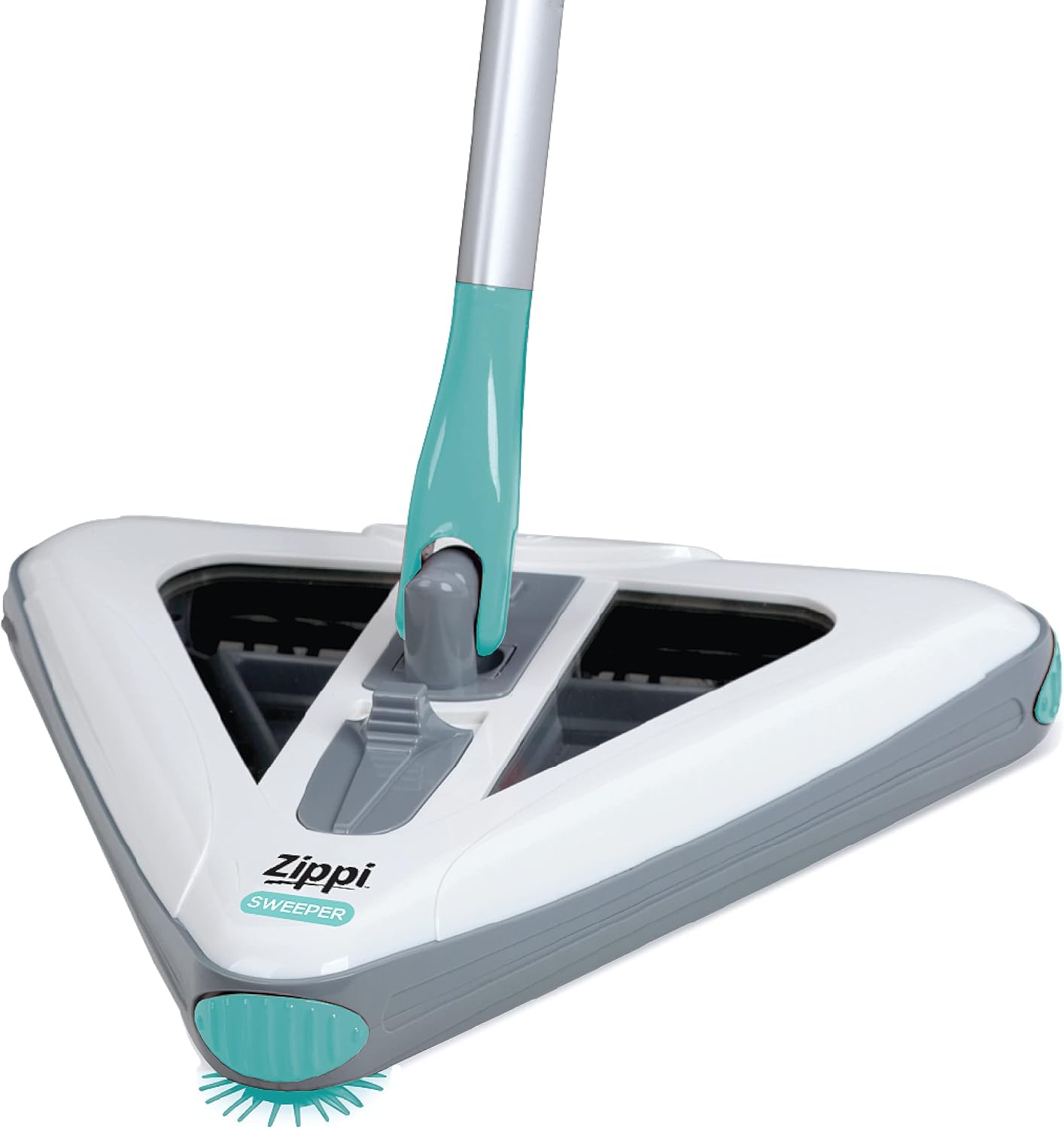 2024 Zippi Sweeper Max- Powerful and Lightweight Sweeper  Perfect for Carpet Hardwood and Tile  Triangular Design Allows for Sweeping in Corners  1000 mAh Rechargeable Battery