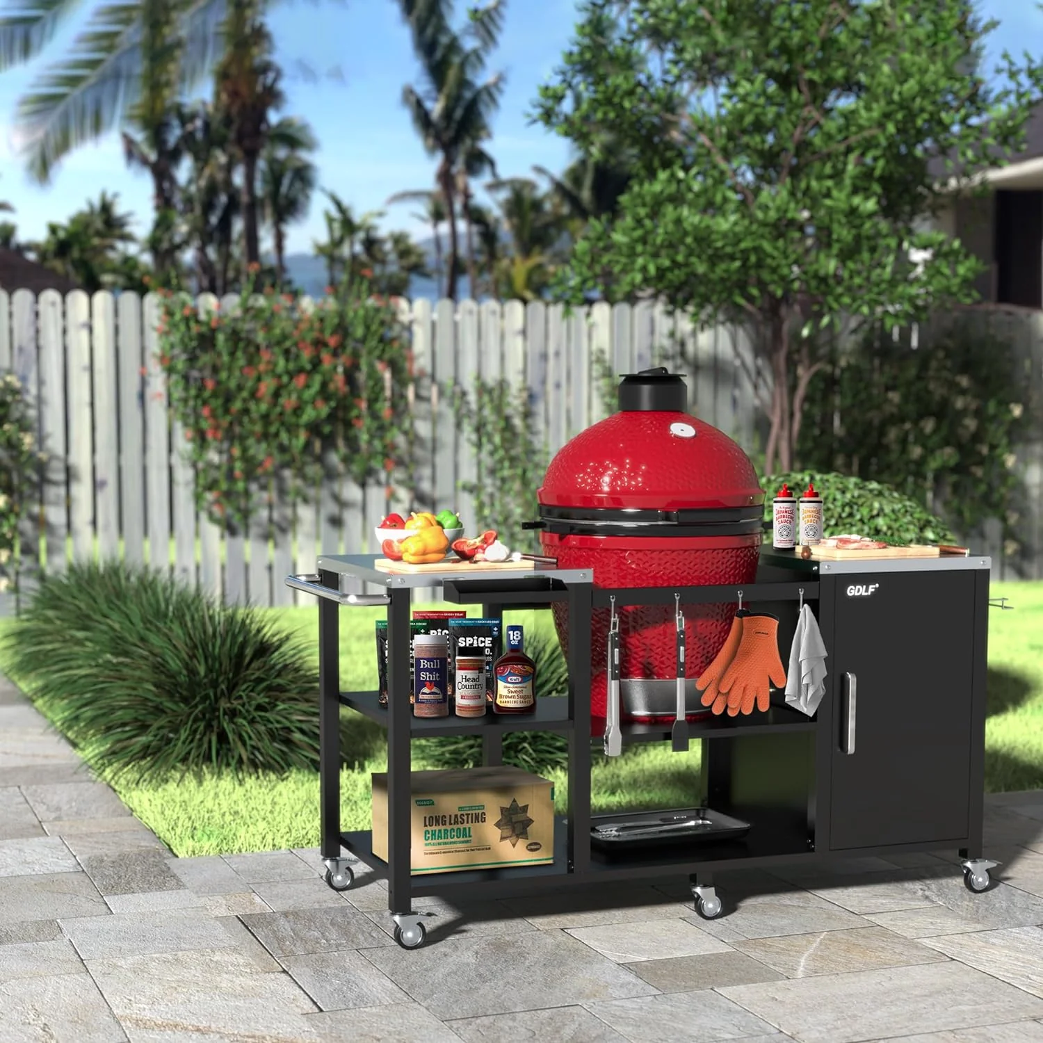 Grill Table for Ceramic Style Grills | Heavy Duty Outdoor Prep Station
