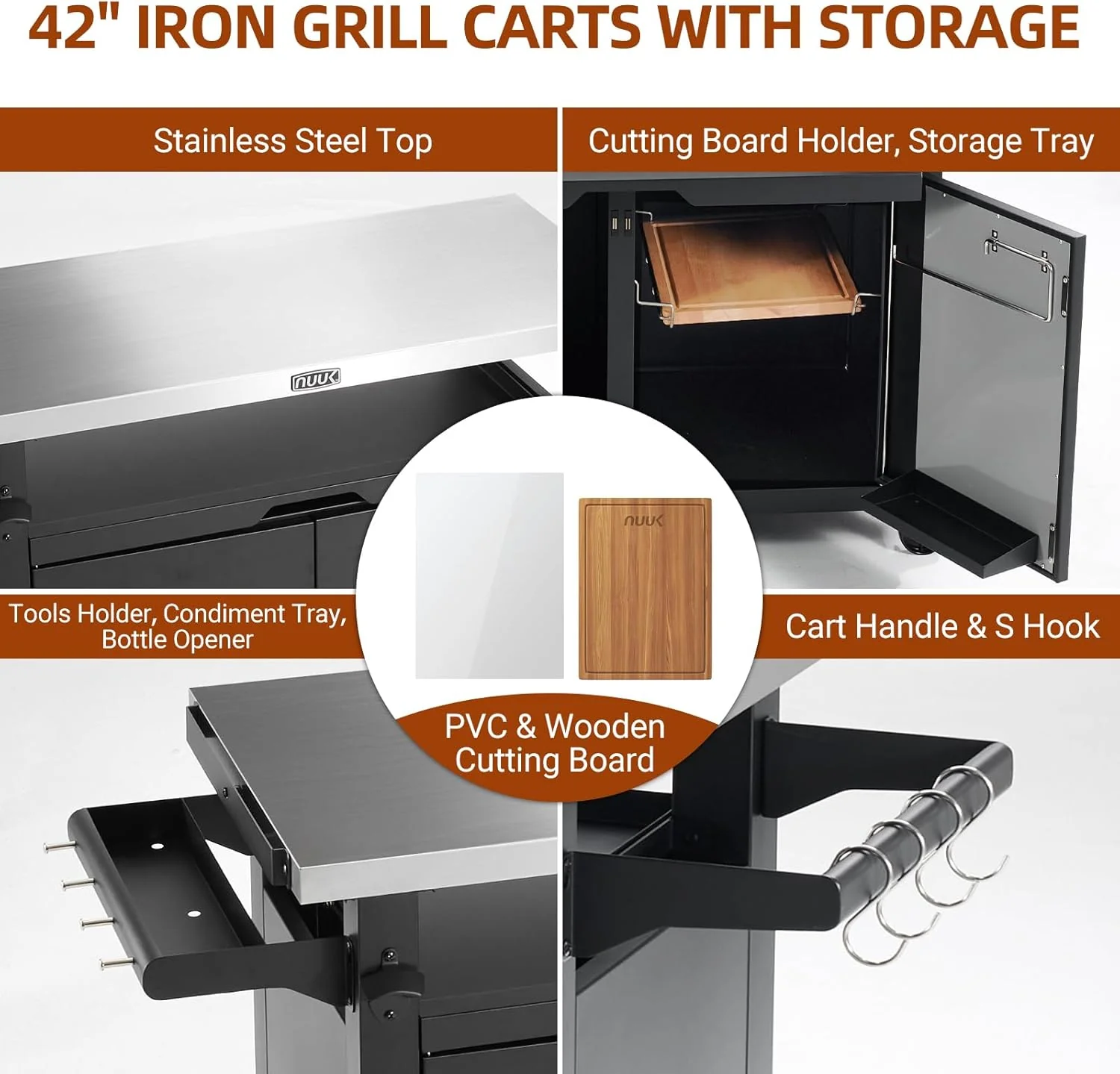 Outdoor Grill Prep Table with Storage Cabinet - Stainless Steel Top