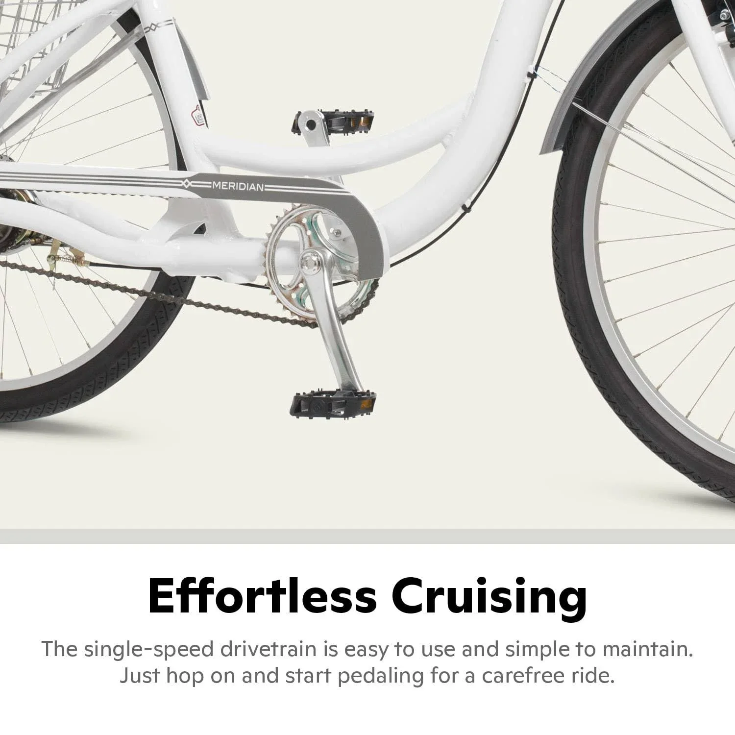 Schwinn Meridian Adult Tricycle Bike Mens and Womens Three Wheel Beach Cruiser 26-inch Wheels Low Step-Through Frame Wide Seat Rear Folding Basket Sin