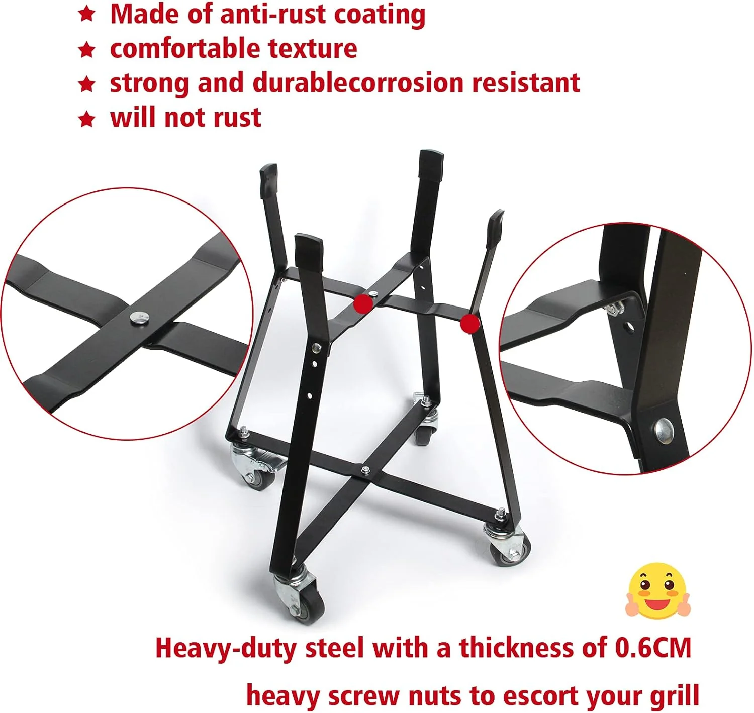 Rolling Cart for Kamado Joe Junior | Heavy Duty Outdoor Grill Stand with Locking Wheels