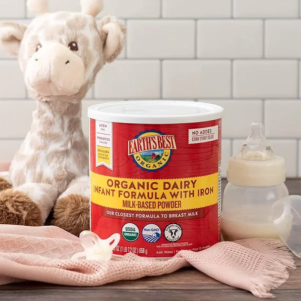 Earth's Best Organic Infant Formula with Iron, Organic Dairy, Milk-Based Powder - 32 oz