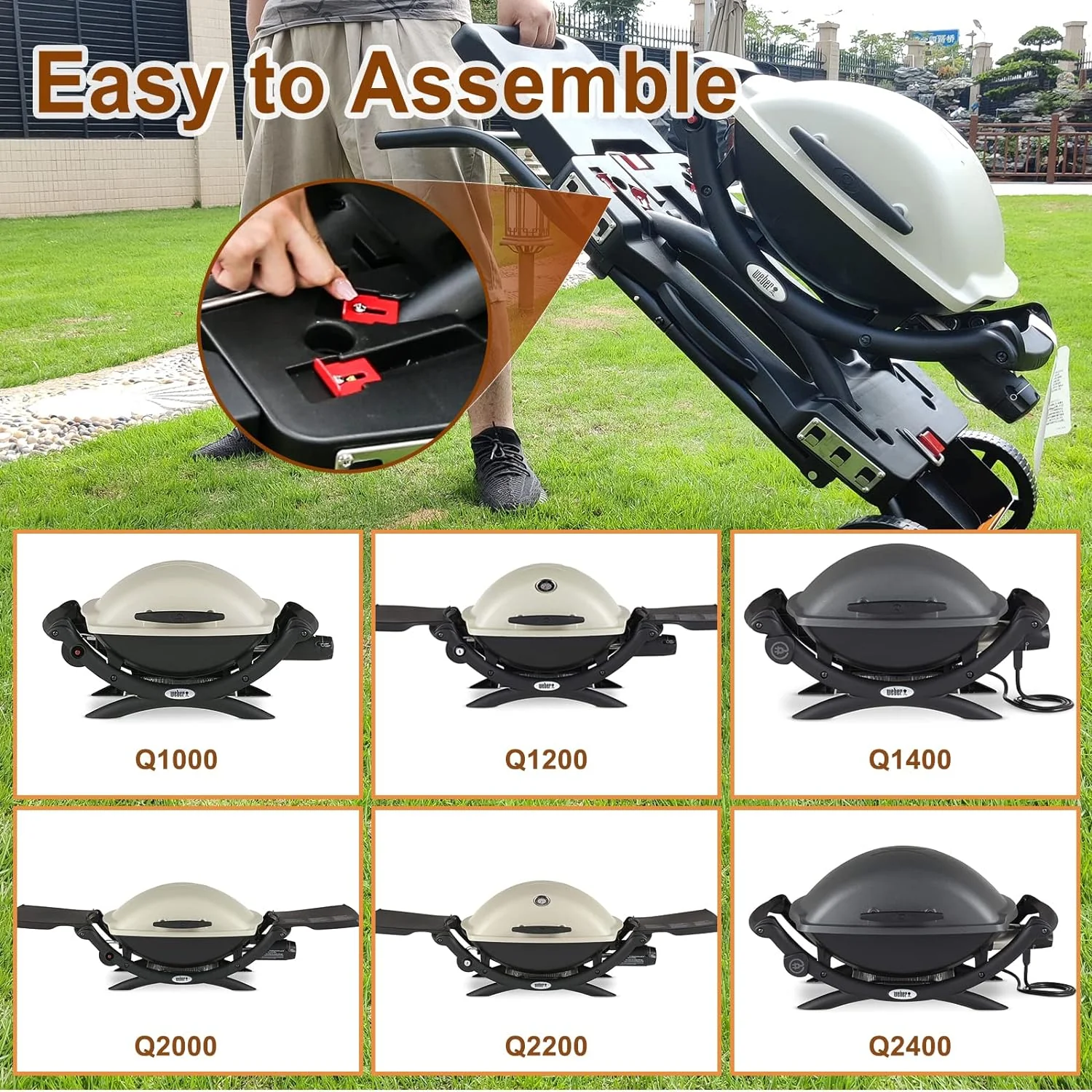 Portable Grill Cart for Weber Q1000, Q2000 Series Gas Grills and Blackstone 17�� 22�� Table Top Griddles