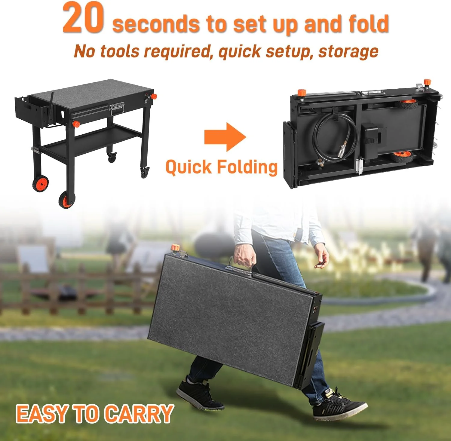Portable Grill Table Stand | Folding Prep Station for 17