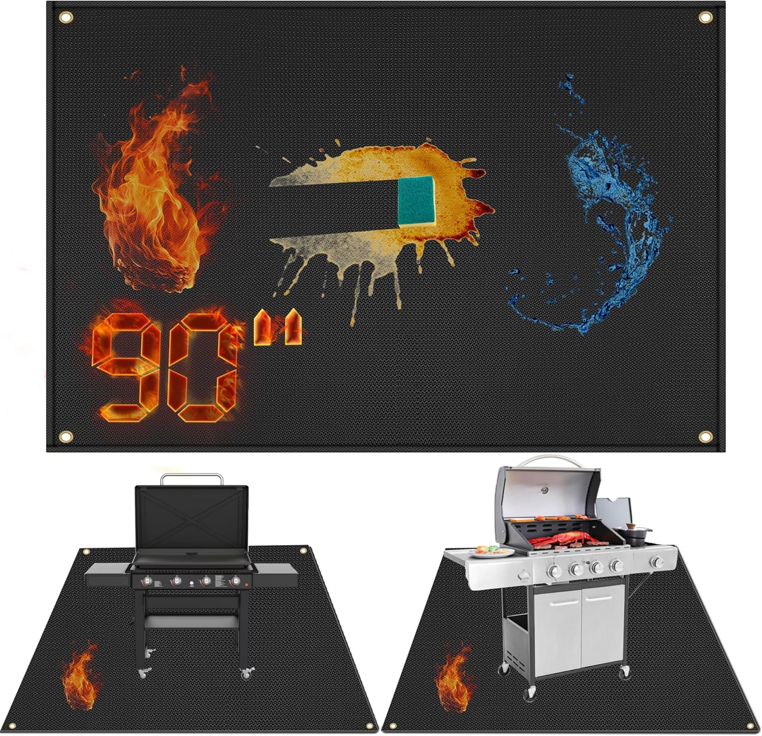 90x48 inch Extra Large Grill Mat for Outdoor Grill, Fireproof Deck Grill Mat