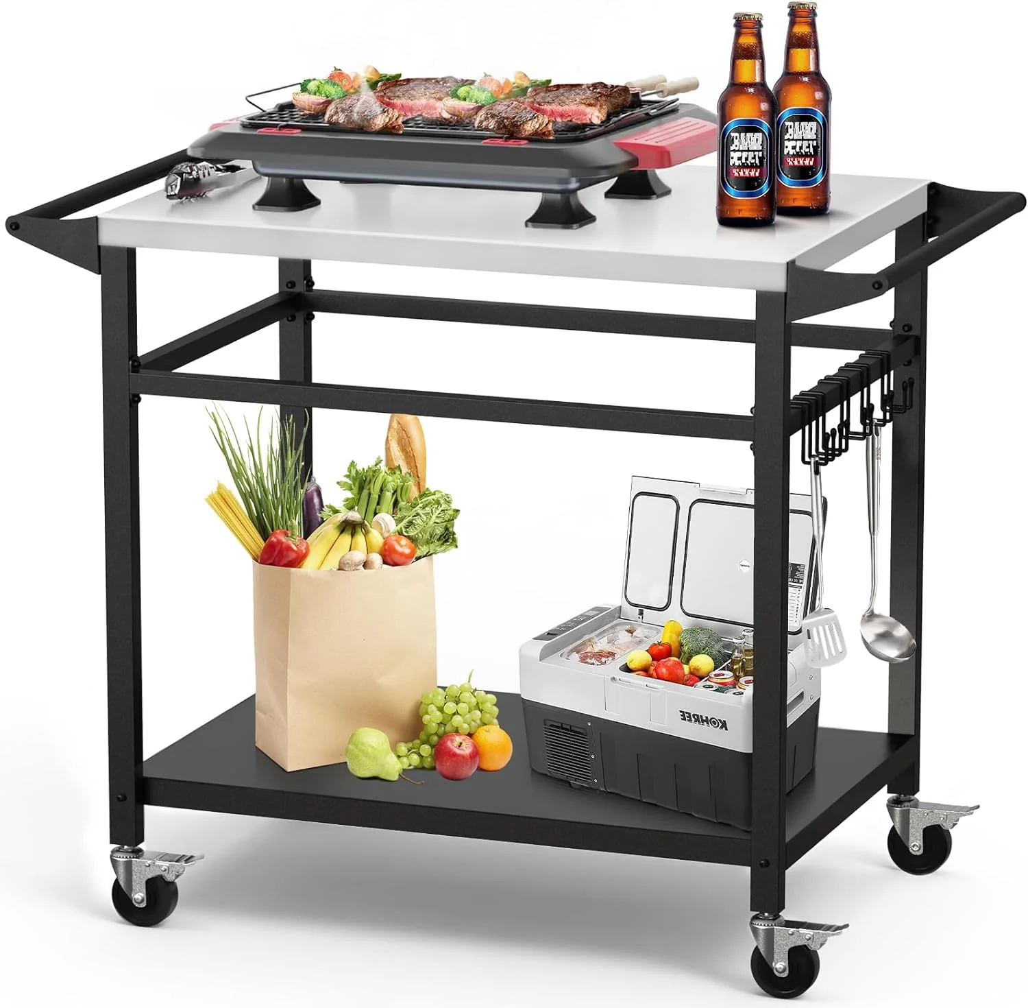 Multifunctional Stainless Steel Grill Table | Double-Shelf 20