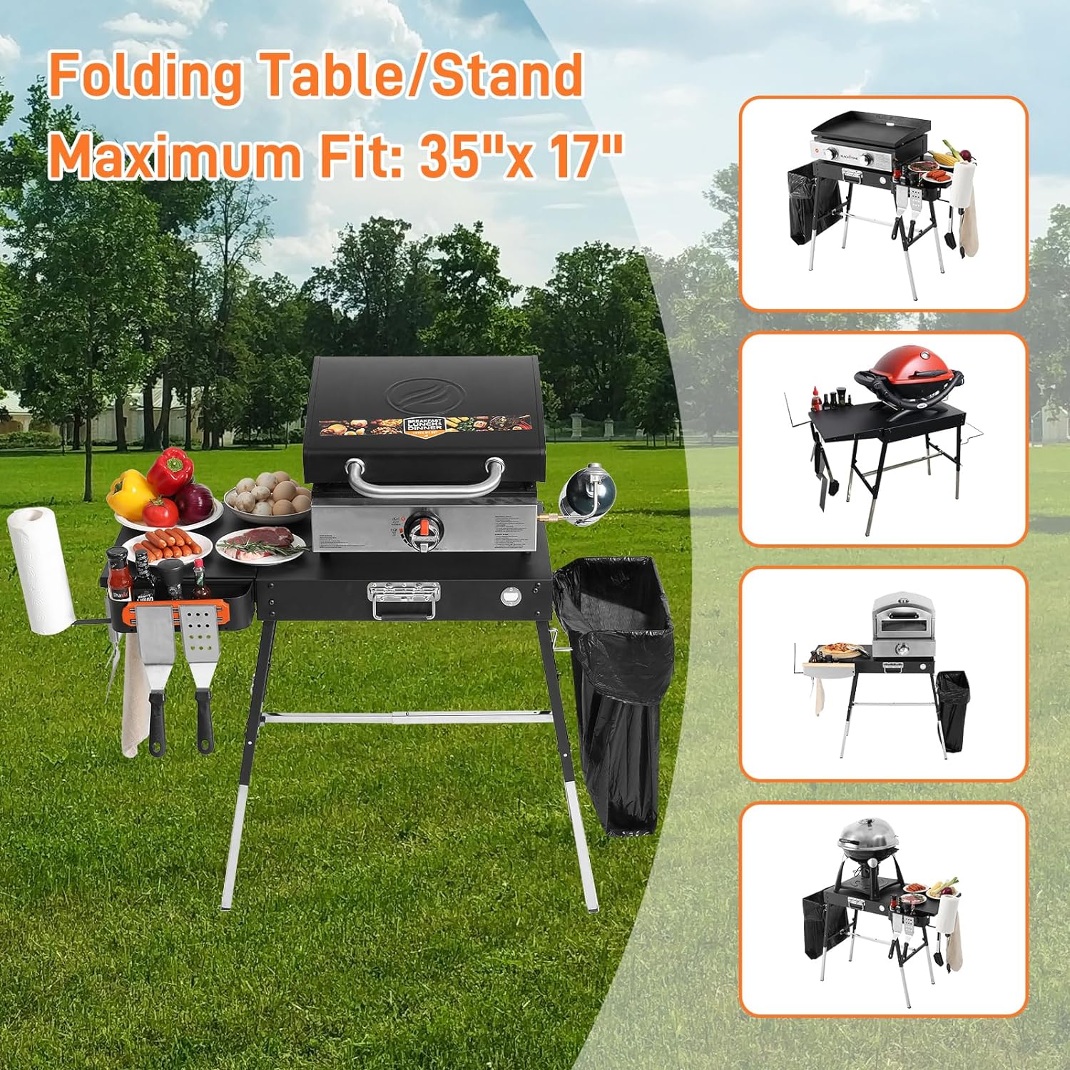 Adjustable Folding Grill Stand for 17�� or 22�� Blackstone Griddles