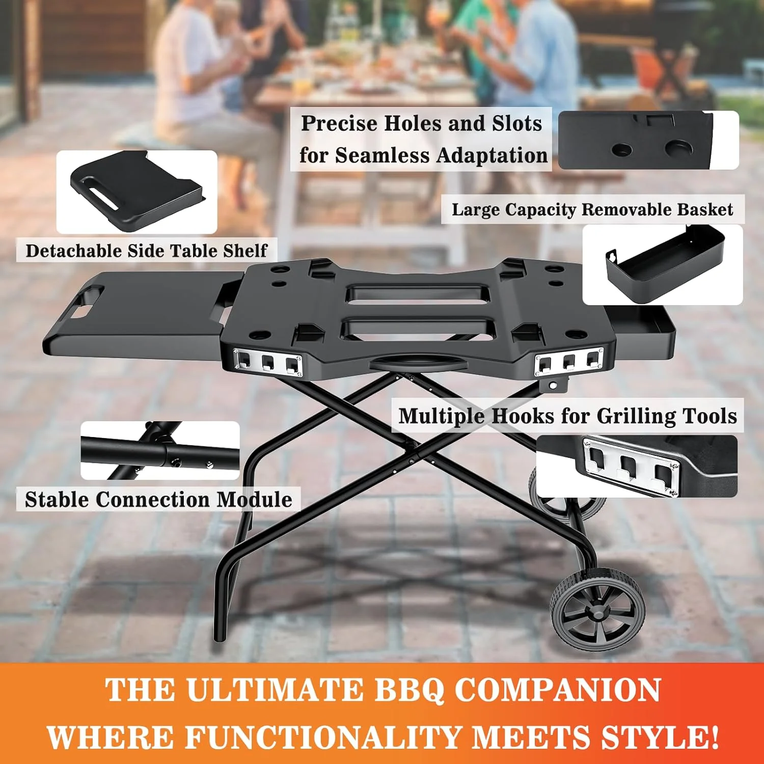 Portable Grill Cart for Ninja Woodfire Grill OG700 Series - Folding Outdoor Stand