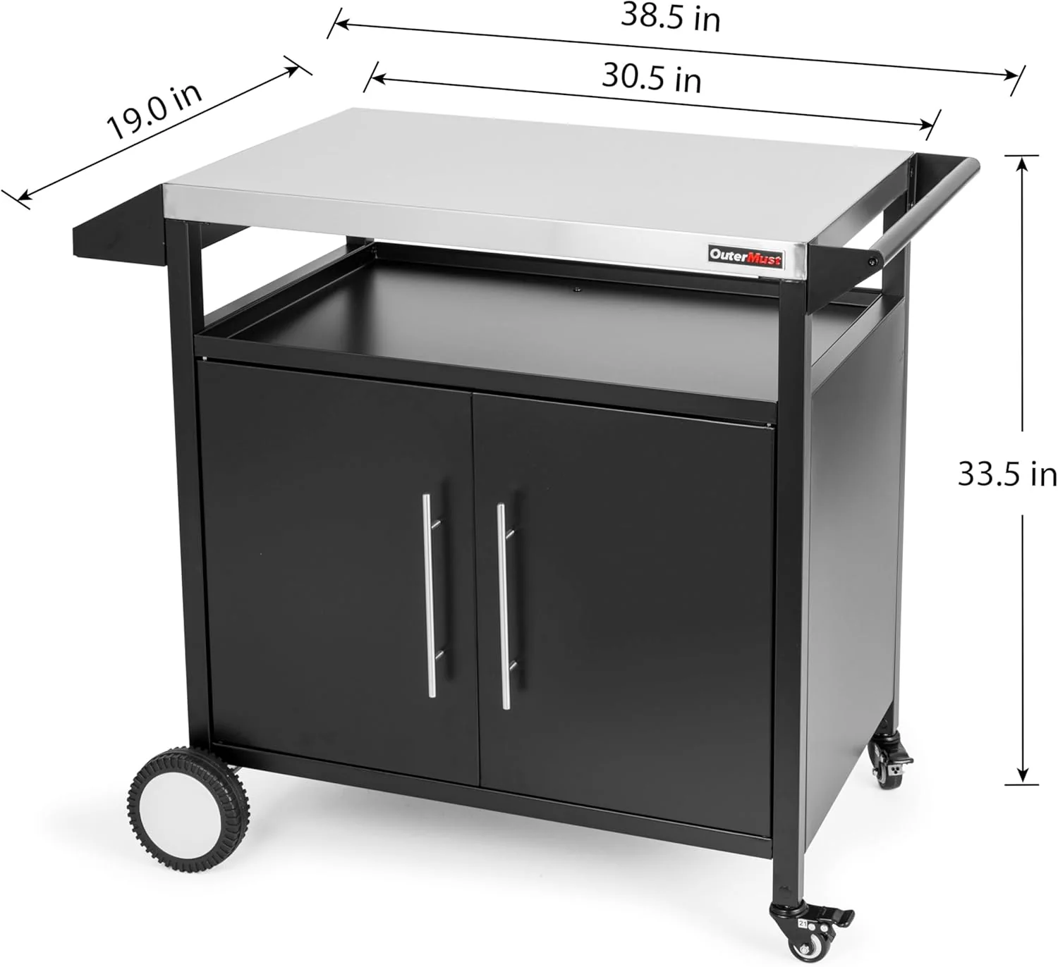 Outdoor Kitchen Cabinet Grill Table - Multifunctional Prep Table & Bar