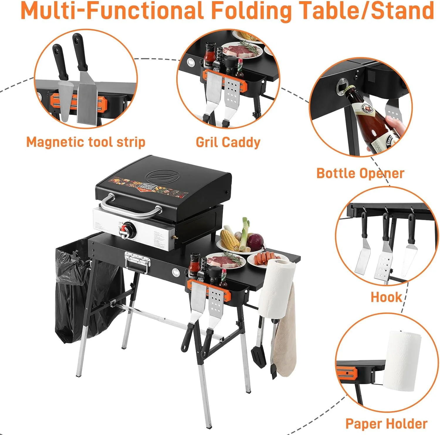 Adjustable Folding Grill Stand for 17�� or 22�� Blackstone Griddles