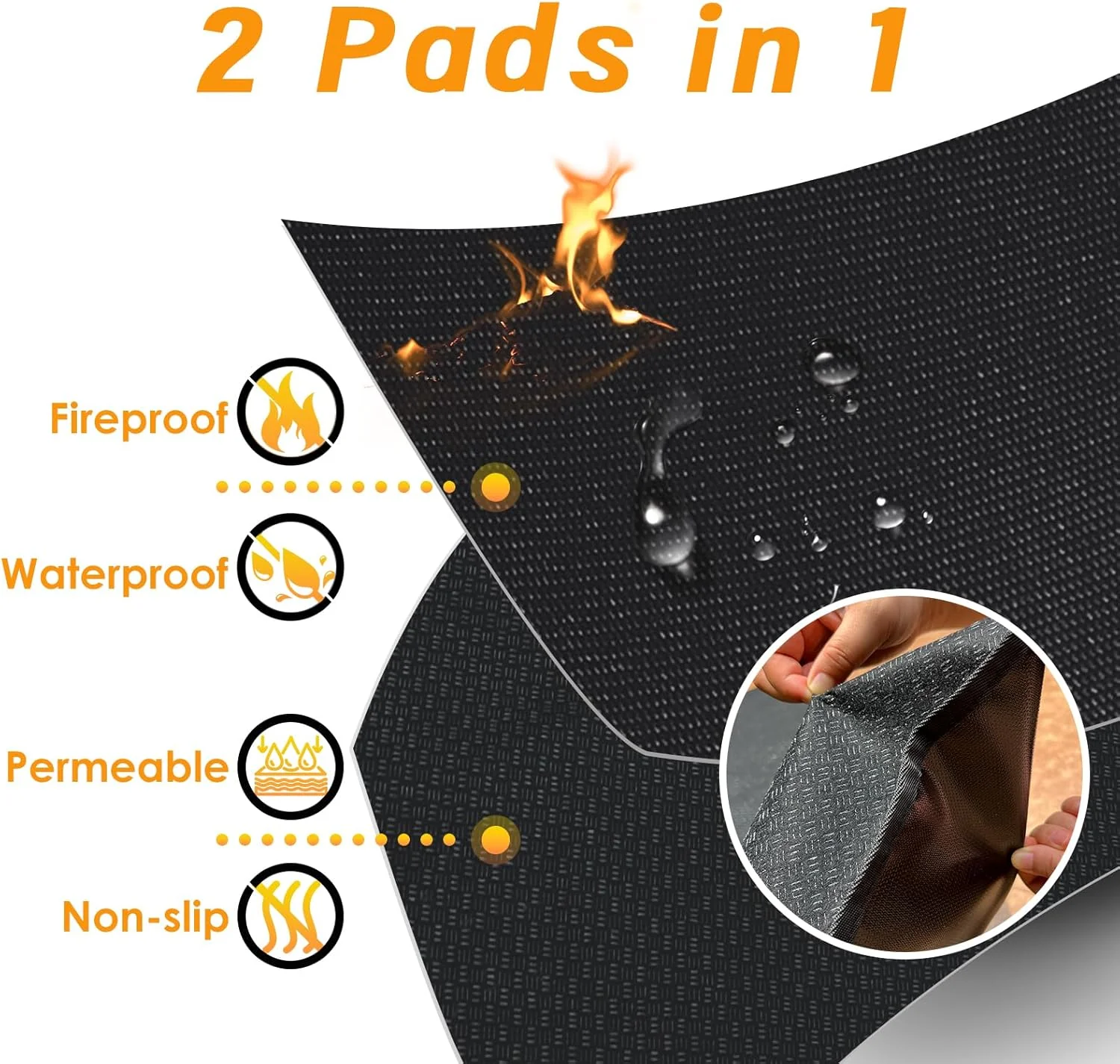 Double Layer Thickened Large Under Grill Mat 90x48 Inch, Fireproof Mat with Anti-Slip Rug 2-in-1
