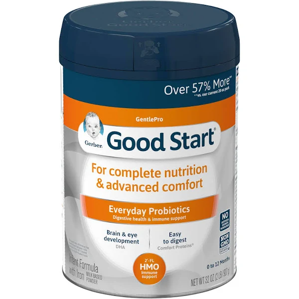 Gerber Good Start Gentle Pro Infant Formula, Milk Based Powder, with Iron, 0 to 12 Months - 32 oz