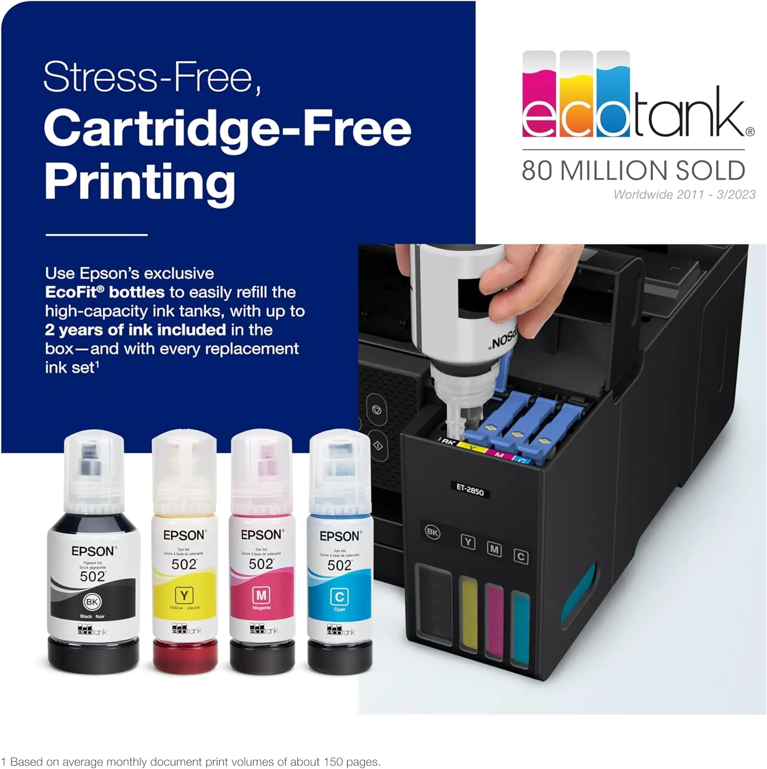 ET-4800 Wireless All-in-One Cartridge-Free Supertank Printer with Scanner, Copier, Fax, ADF and Ethernet – Ideal-for Your Home Office, White