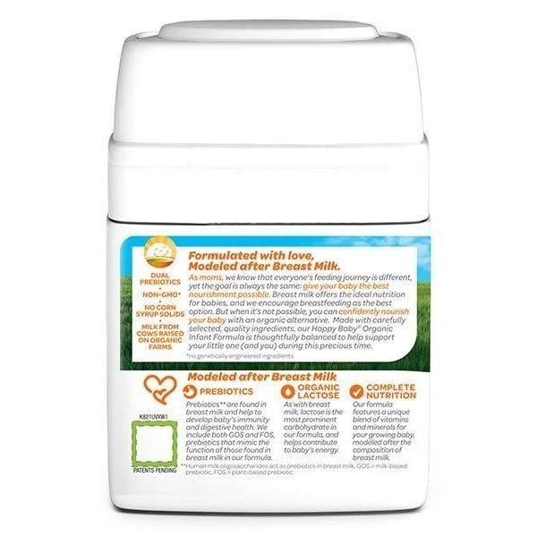 Happy Baby Organic Infant Formula with Iron, Milk Based Powder, Stage 1 - 21 oz pack