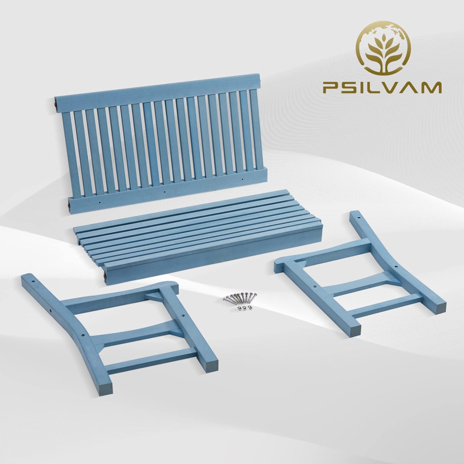 Psilvam Garden Bench, 2-Person Poly Lumber Patio Bench, All-Weather Outdoor Bench That Never Rot and Fade, Suit for Garden, Porch and Park(Brown)