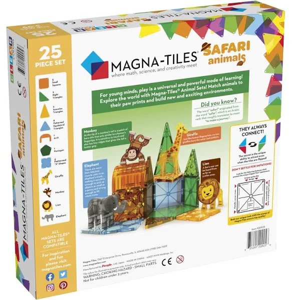Magna Tiles Safari Animals - 25 Piece Set