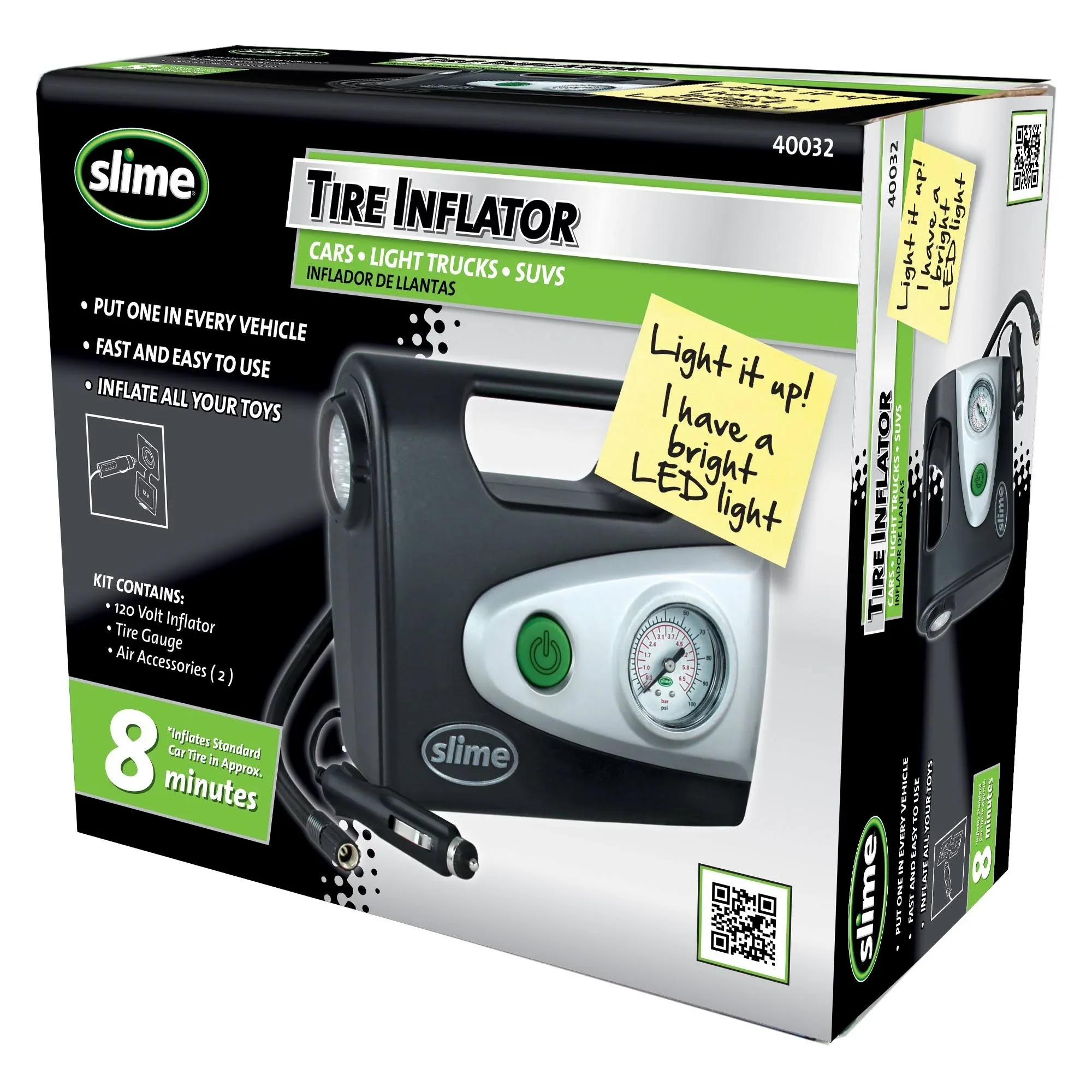 Slime Tire Inflator with LED Light 12V Slime