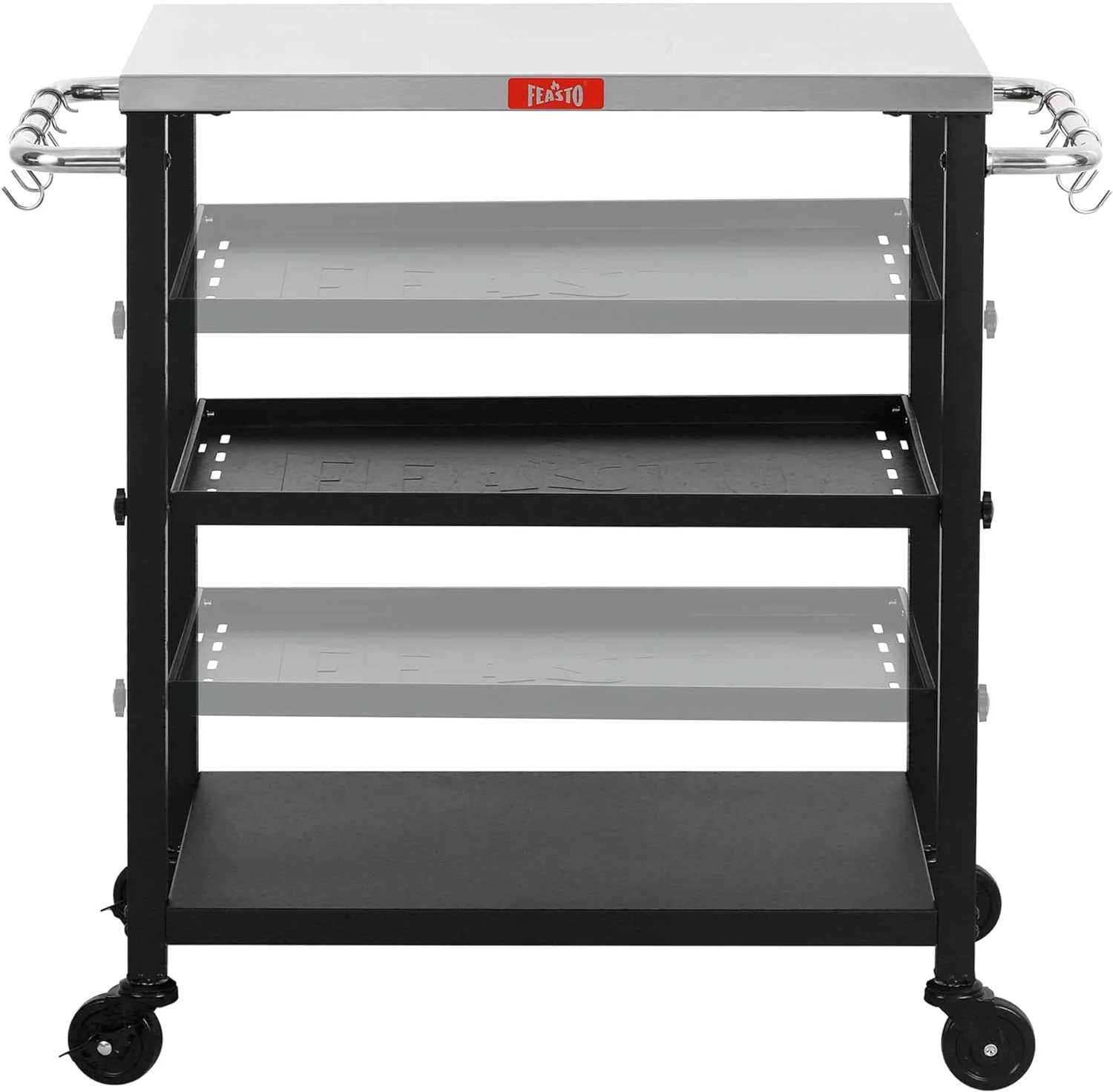Adjustable 3-Shelf Indoor & Outdoor Grill Table | Portable Work Table with Stainless Steel Tabletop