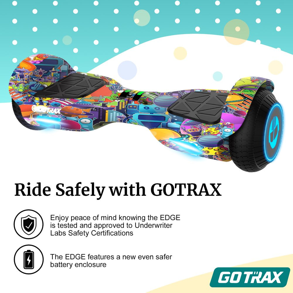 Gotrax EDGE Hoverboard, 6.5′′ LED Tires, 6.2mph, Dual 200W Motors, Self-Balancing Scooter for Kids & Adults