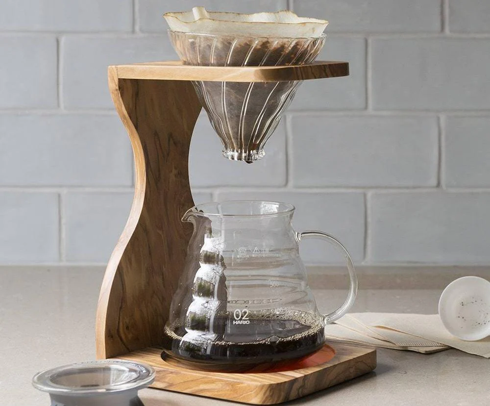 Hario V60 Olive Wood Stand Set Size 02