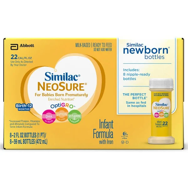 Similac NeoSure Infant Formula, with Iron - 8 pack, 2 fl oz bottles