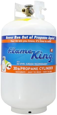 2024 Flame King YSN330 30lb Steel Propane Tank Cylinder with Gauge and OPD Valve for Grills and BBQs  Camping  Fishing  & Outdoor Activities  White