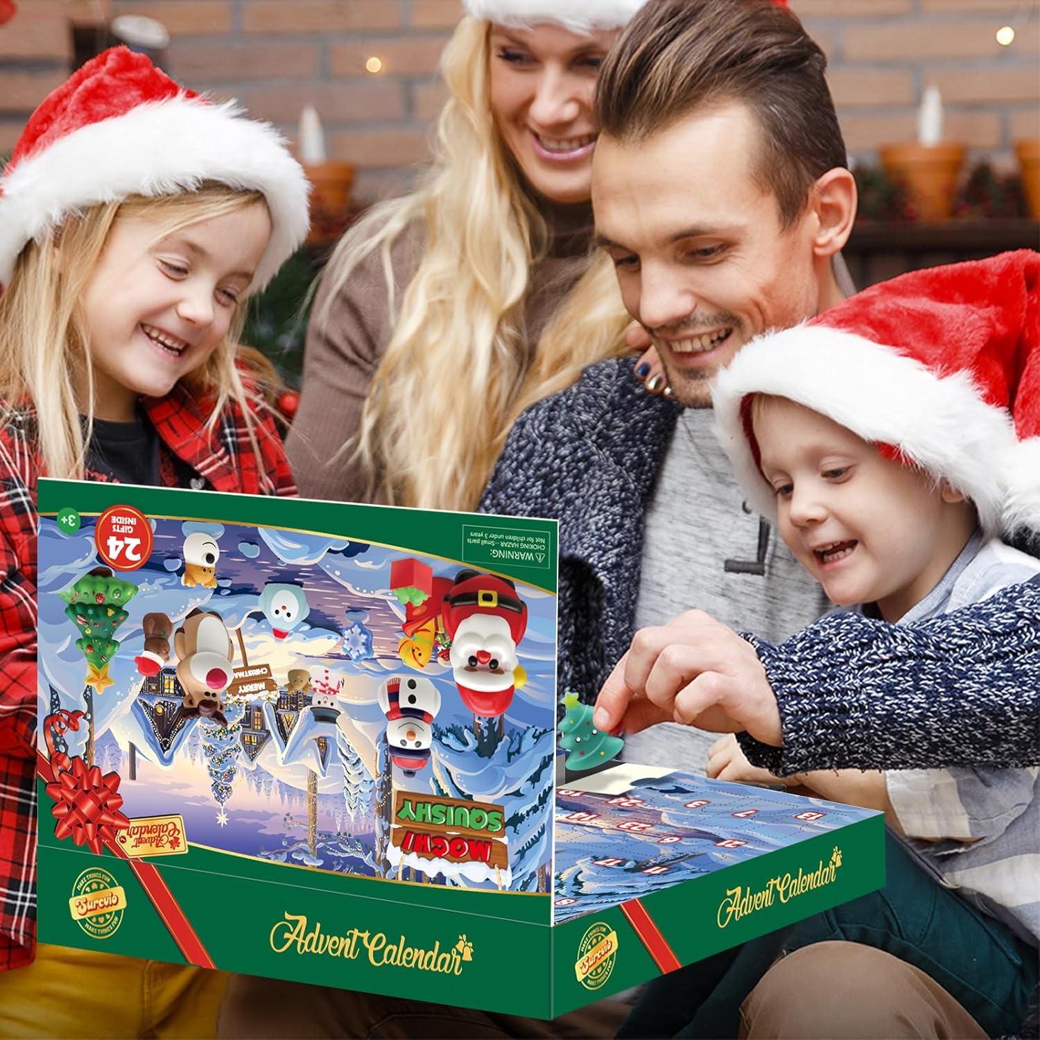 Christmas Advent Calendar 2023 with 4 Cute Jumbo and 20 Mochi Squishy Assorted Toys, 24 Days Countdown Calendar, Xmas Stocking Stuffers Gifts for Boys Girls Christmas Party Favor