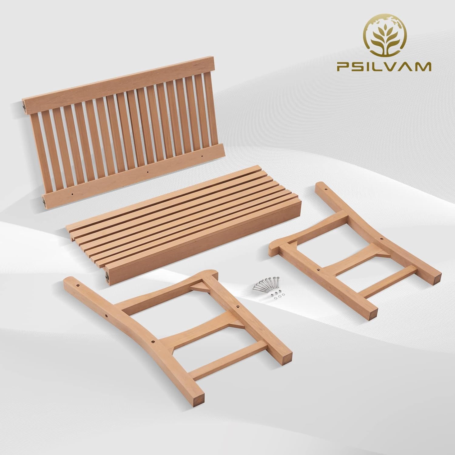 Psilvam Garden Bench, 2-Person Poly Lumber Patio Bench, All-Weather Outdoor Bench That Never Rot and Fade, Suit for Garden, Porch and Park(Brown)
