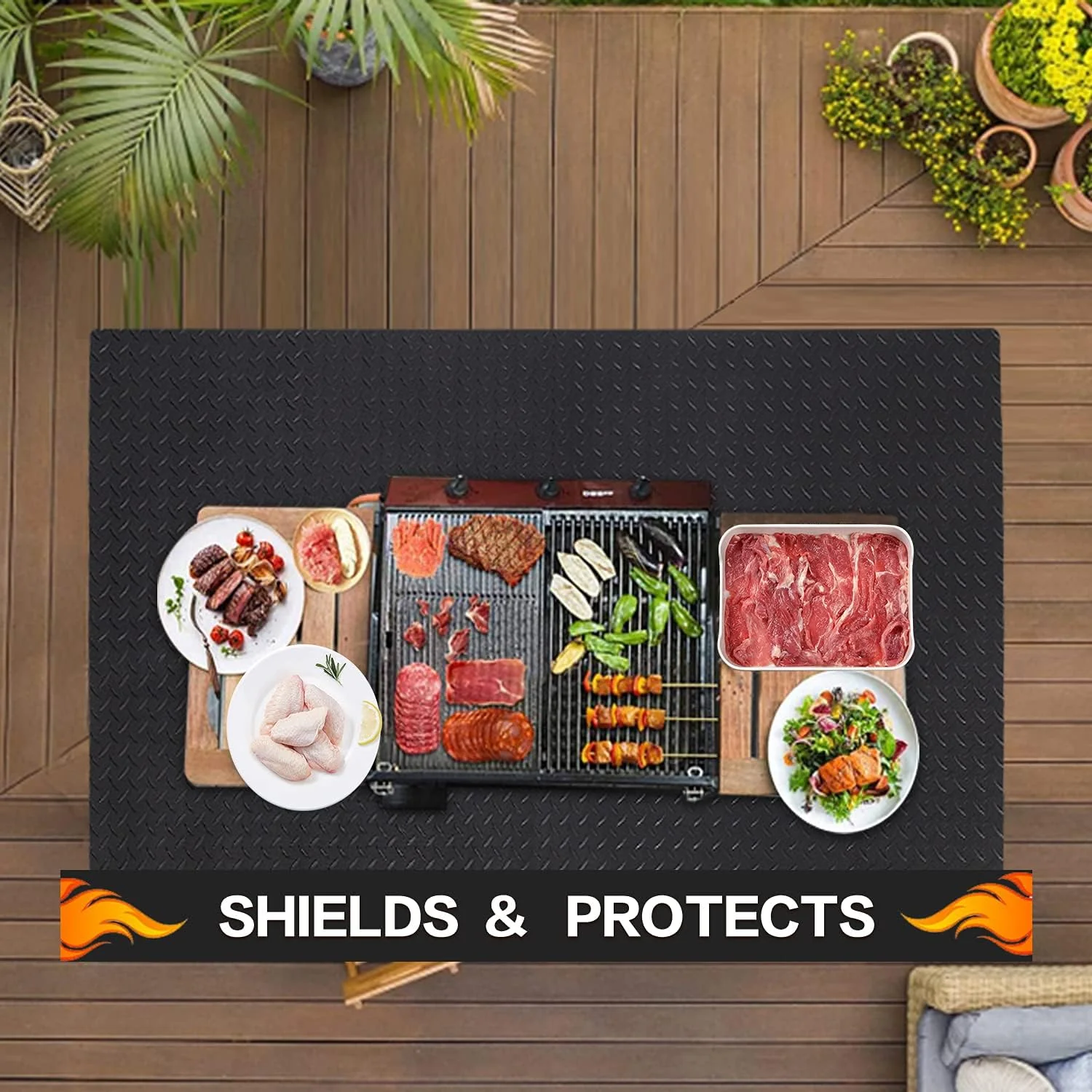 Fire Resistant Rug for Fireplace, Hearth Pad for Wood Stove, Durable 36 x 61 Inch PVC Flame Retardant Mat