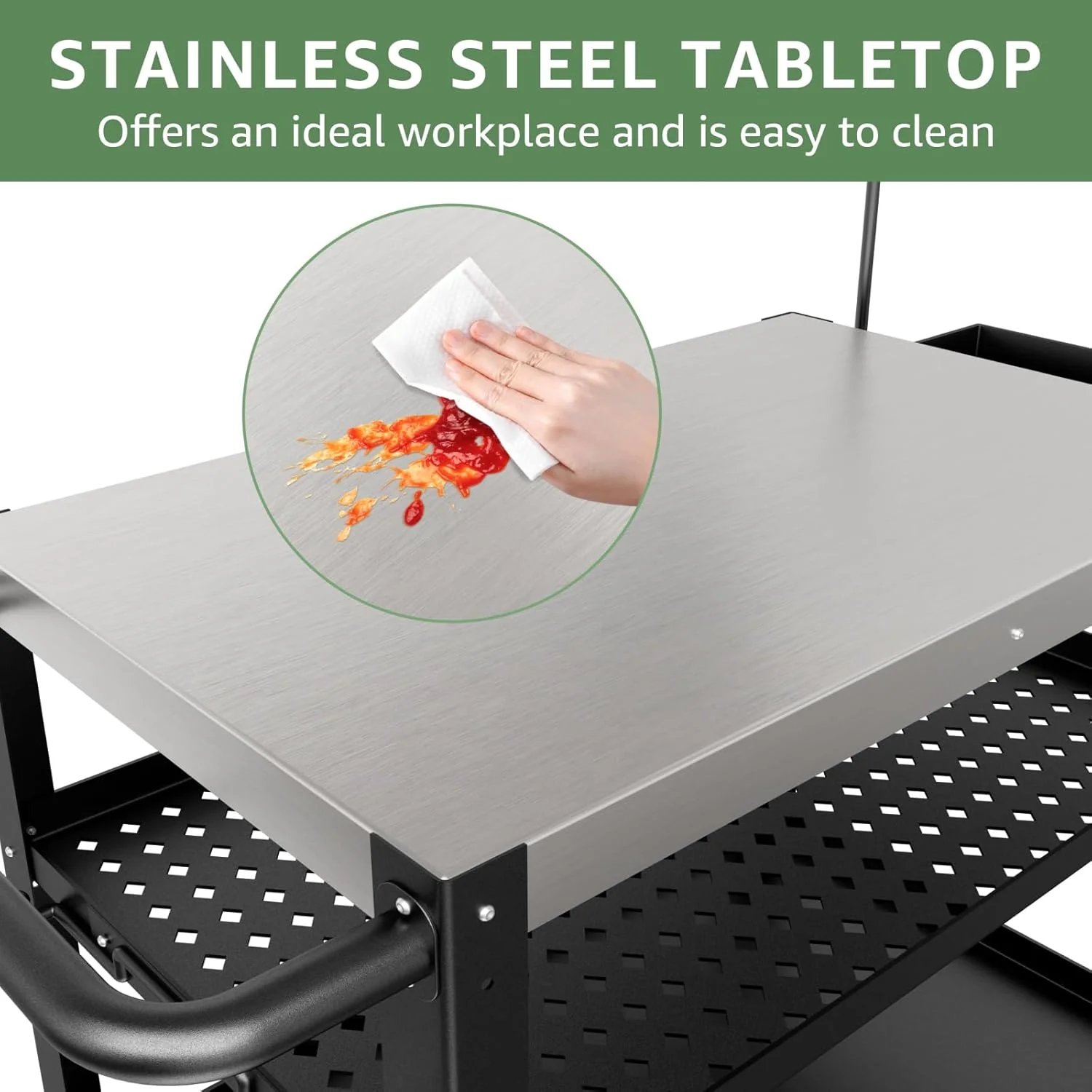 Stainless Steel Outdoor Grill Table with Wheels for 17���� or 22���� Griddles